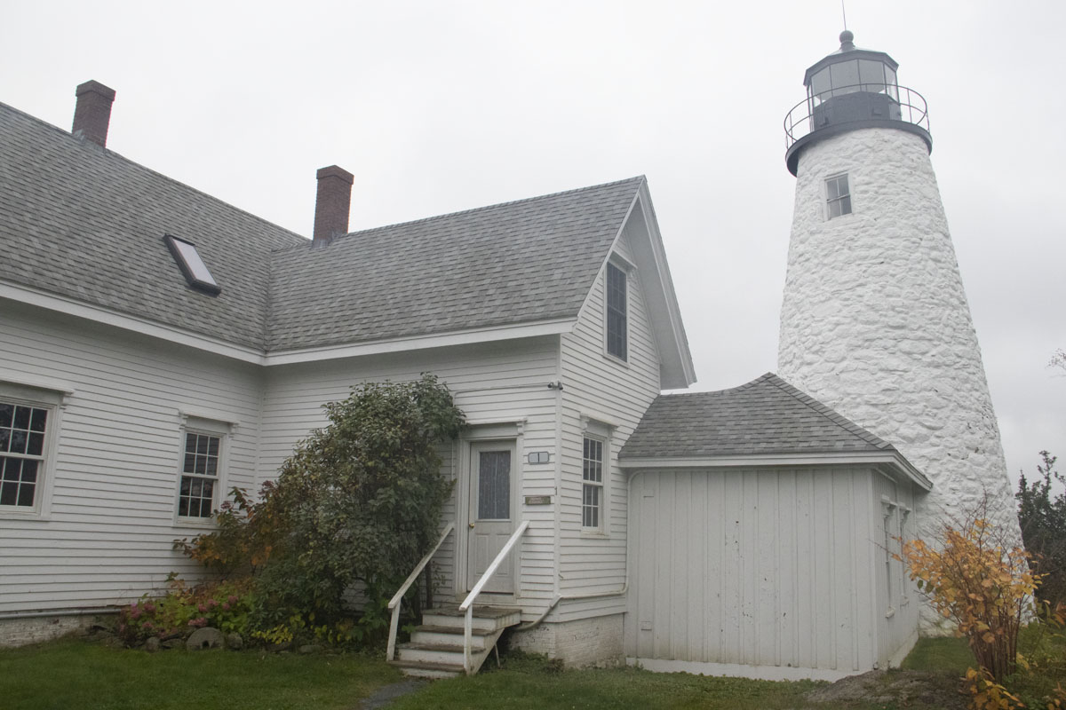 The Dyce Head Lighthouse is owned by the city of Castine. There has been a lighthouse here since 1829. The current 45 foot tower was built in 1858. The light is 130 feet above the water. [E25T5917]