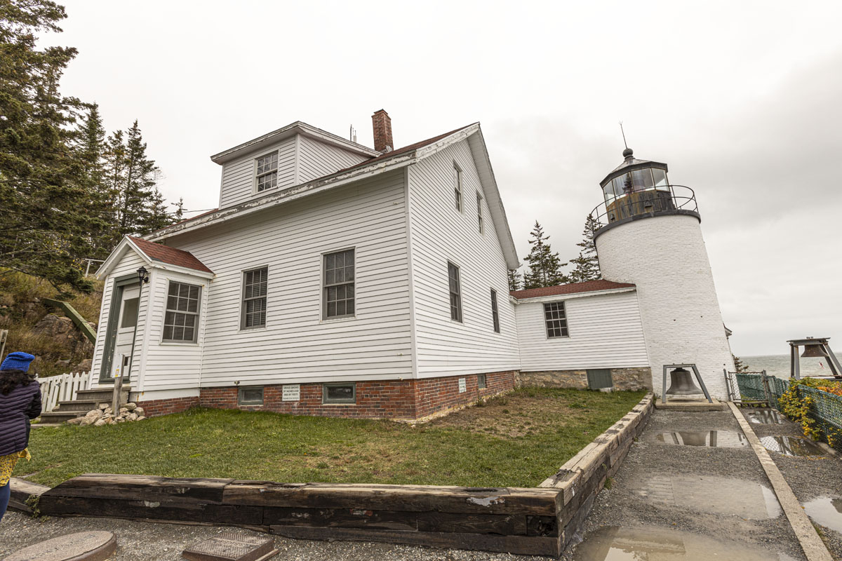 Bass Harbor Lighthouse (1858) distorted by 16mm wide angle lens. The tower does not lean. [L50R2628]