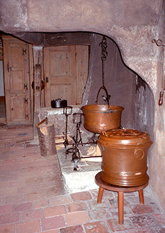 A cooking area in the Spiez Castle